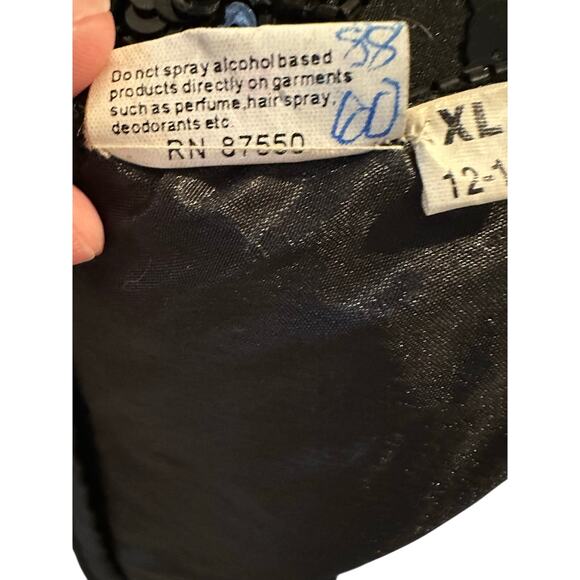 EUC Vintage 90’s Sweetlo Black Beaded Silk Dress Size XL Gatsby Romantic Holiday - Picture 9 of 14